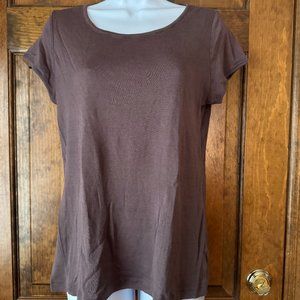 Gap Brown Scoop Neck w/Cap Sleeves Tee Large